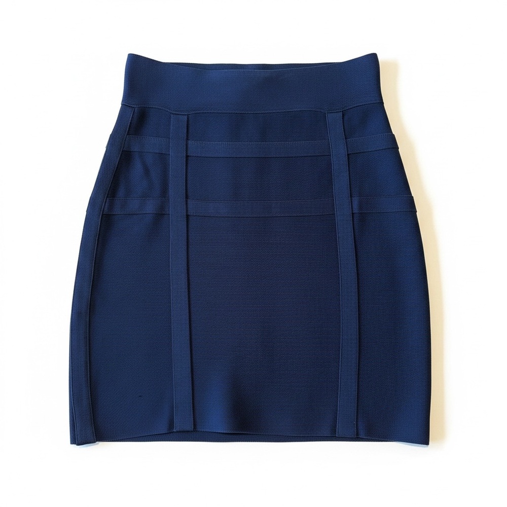 Herve Leger Navy Bandage Pencil Mini Skirt